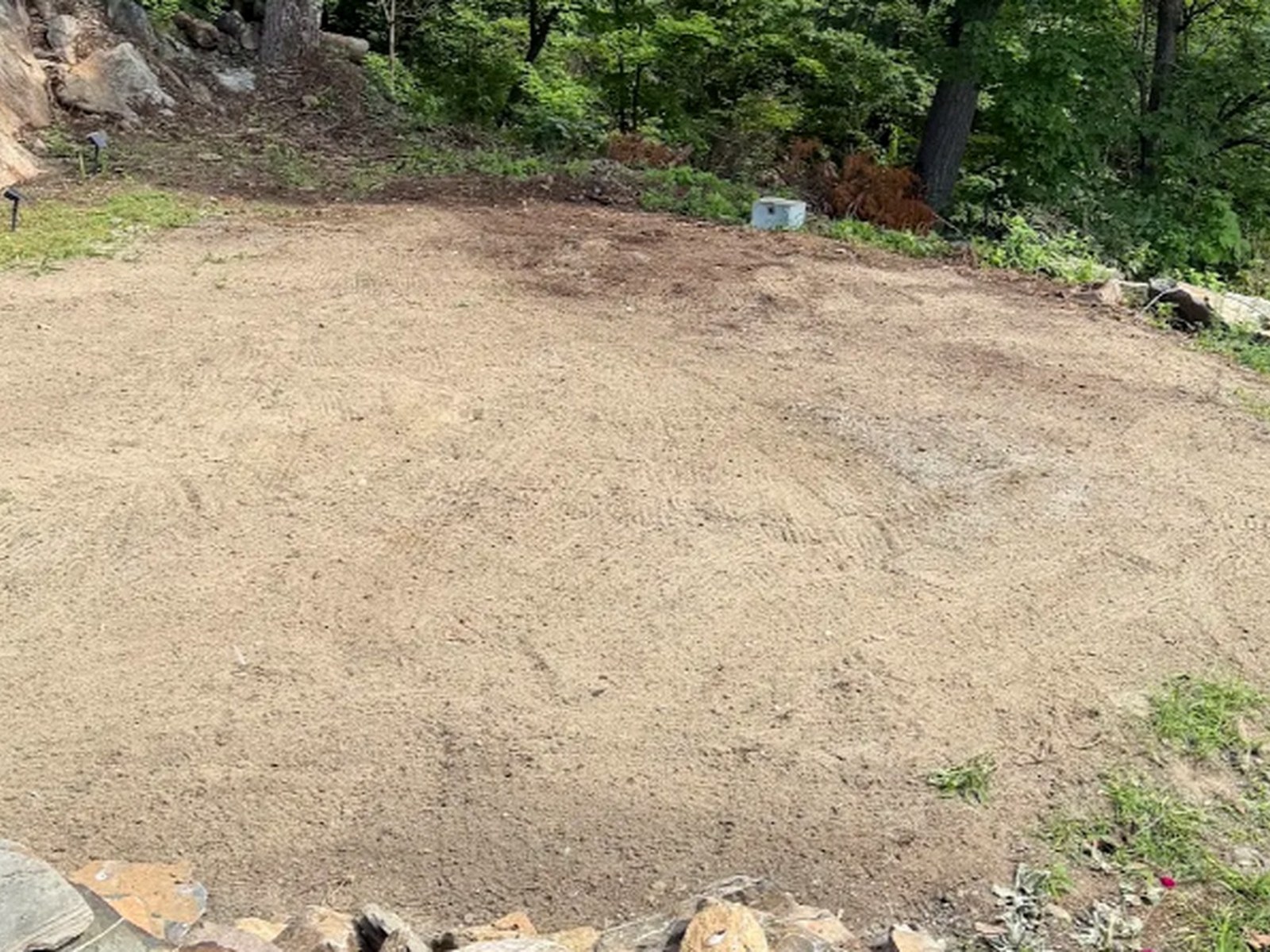 Construction debris area after cleanup