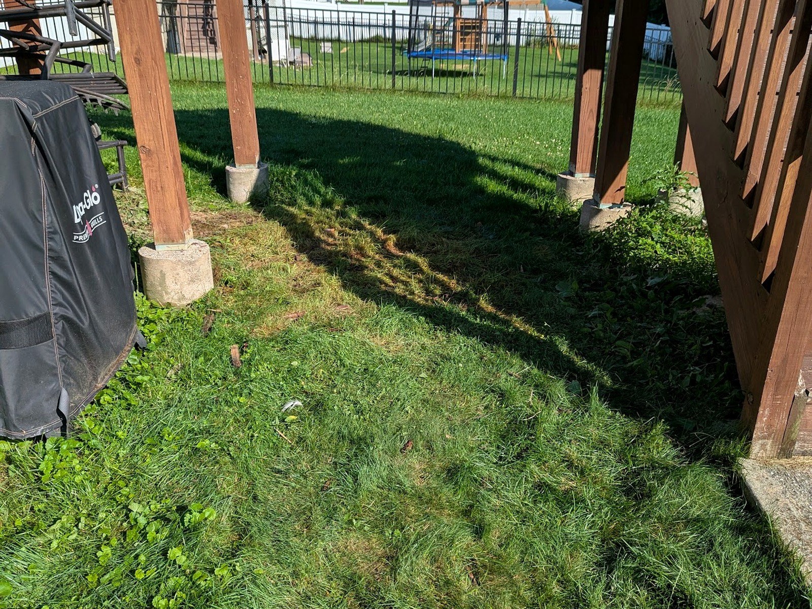 Yard after deck wood debris pickup