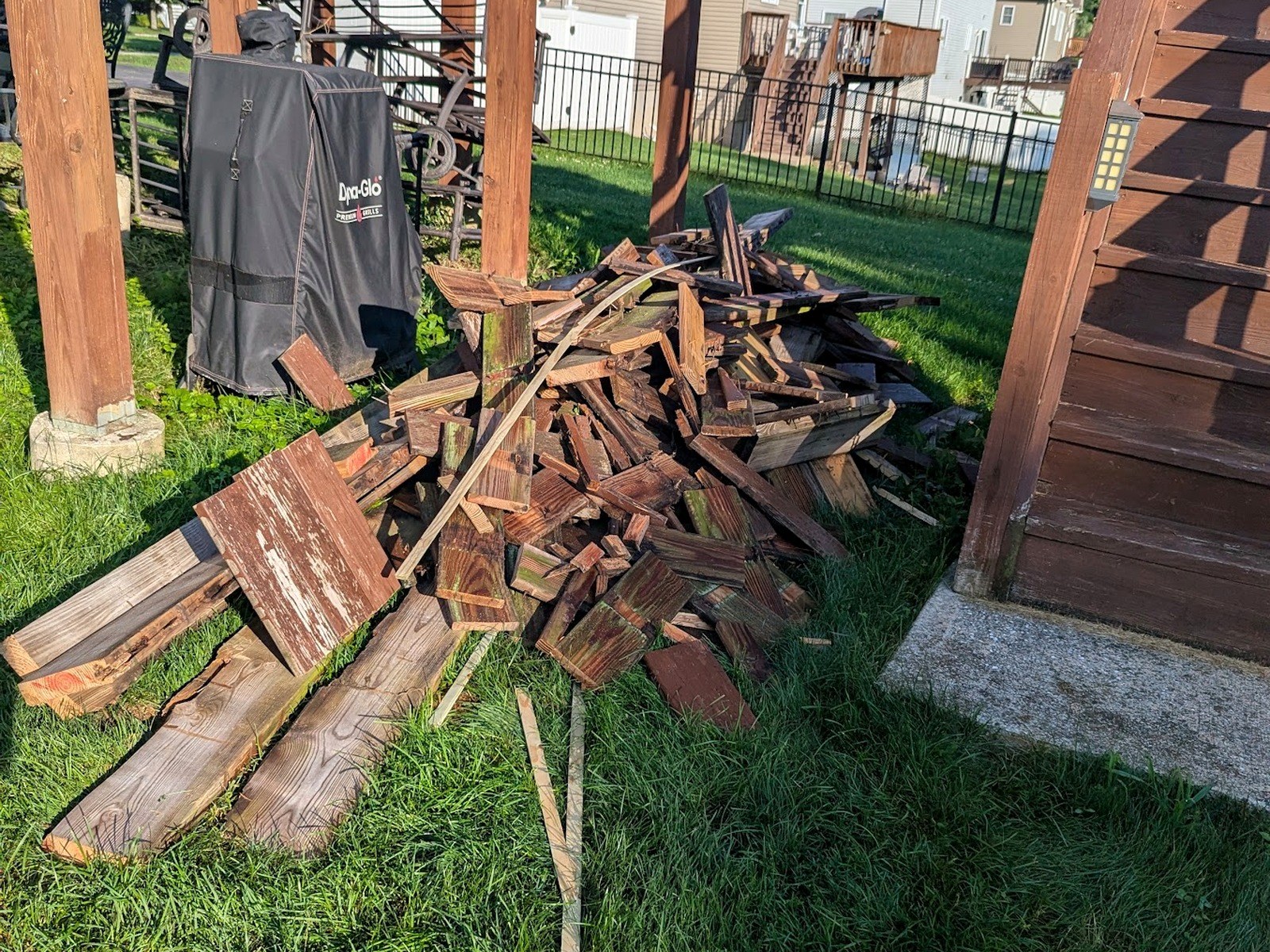 Deck wood debris before pickup