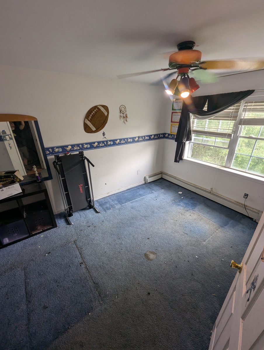 Cleared bedroom after a cleanout near Crawford, New York