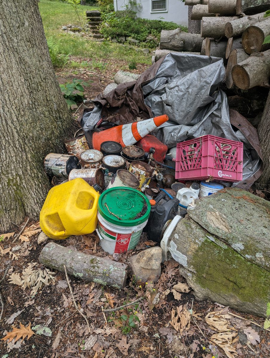 Outdoor debris pile before cleanup near Southfields, New York