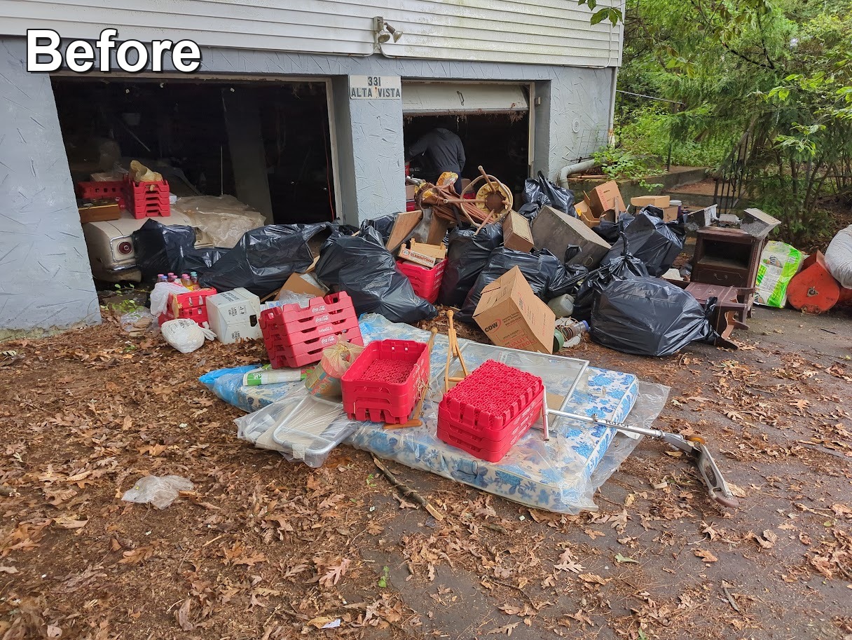 Garage before junk removal and cleanout