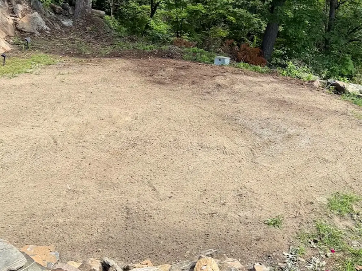 Construction debris area after cleanup