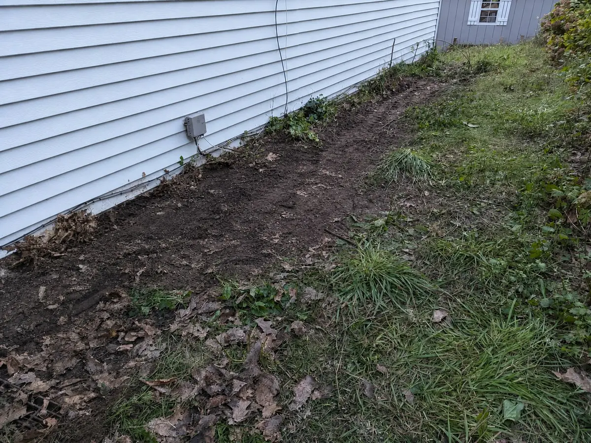 Bagged debris area after cleanup