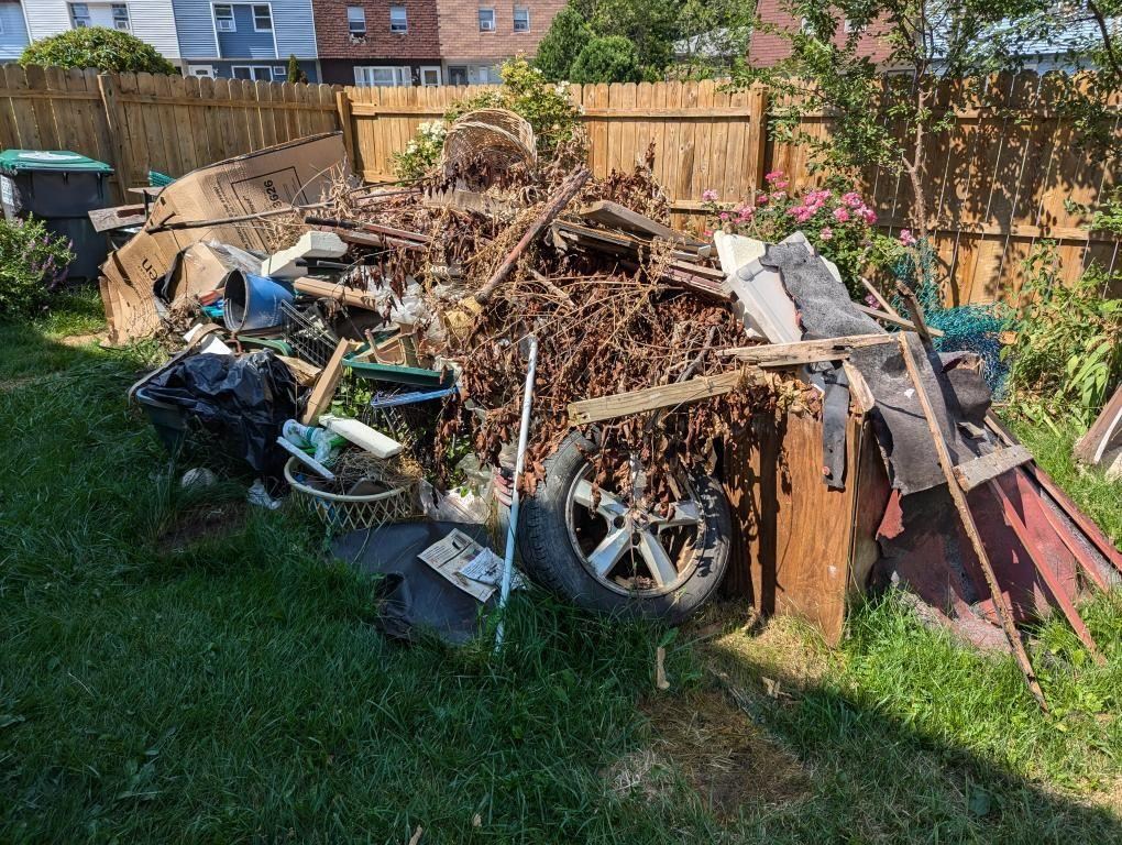 Yard debris before cleanup
